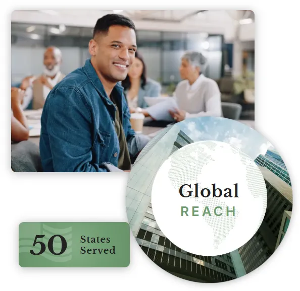 Multicultural office global reach 50 States Served